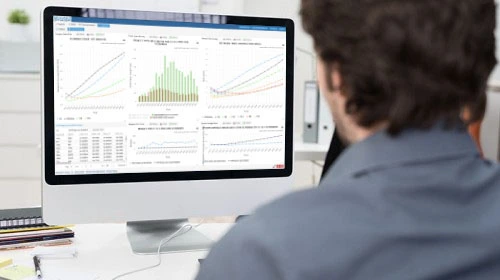 Visualisations d’analyse et de planification affichées dans Asset Optimizer